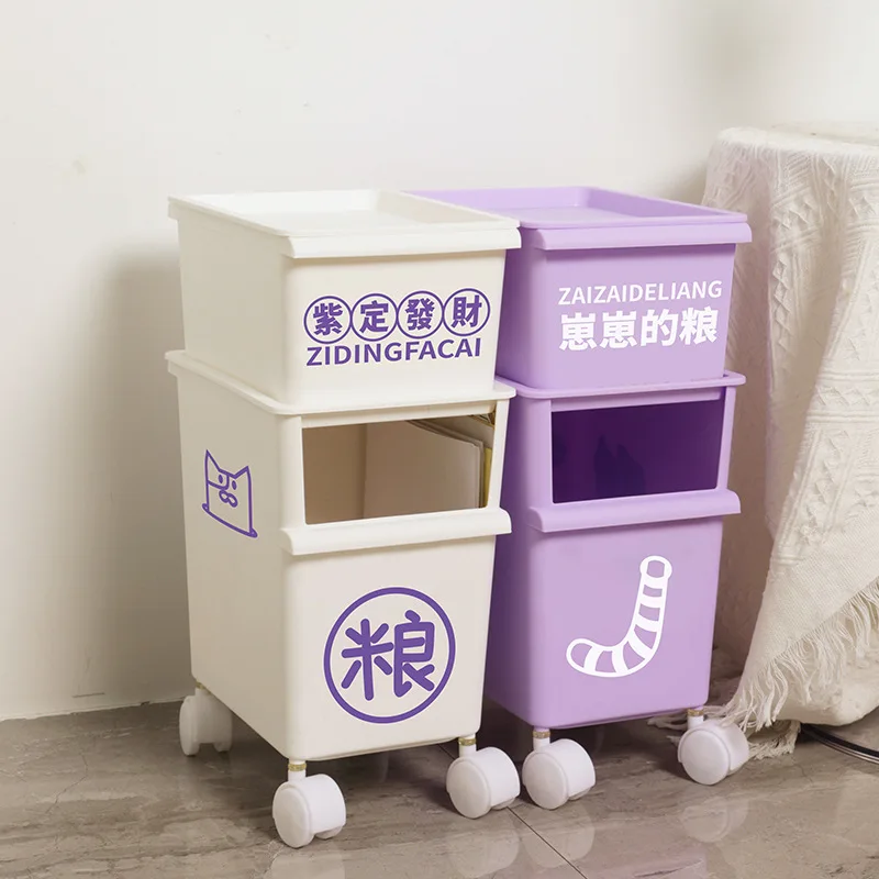 

Stackable Storage Bin Double-Layer Snack Pail Removable Cartoon Storage Bin Toy with Sticker Storage Cart