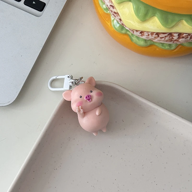 Portachiavi Maialino Rosa In Resina Morbida - Simpatico Accessorio Cartoon Per Chiavi E Borse