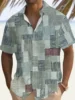 Summer retro plaid print pattern short sleeved lapel single breasted shirt Hawaiian shirt casual men's top comfortable fabric 2