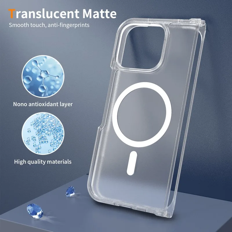 Matte Crystal Hybrid Hard Case with Military Armor and Magnetic Cover