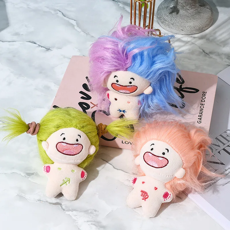Creative Cute Fried Hair12 Constellation Plush Doll Toys Funny Cartoon Key chain Backpack Pendant Birthday Christmas Party Gift 3