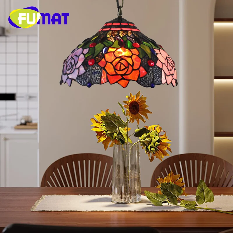 

FUMAT, цветное стекло Тиффани, фотообои, искусство декорирования, бар, гостиная, столовая, кабинет, роза, подвесные Фотообои