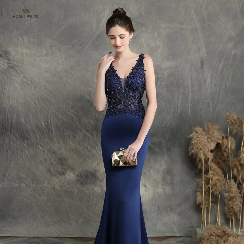 prom dresses 2024 mermaid elastic party dress sexy vestidos de gala v-neck  appliques beading prom gown Customized - AliExpress 320