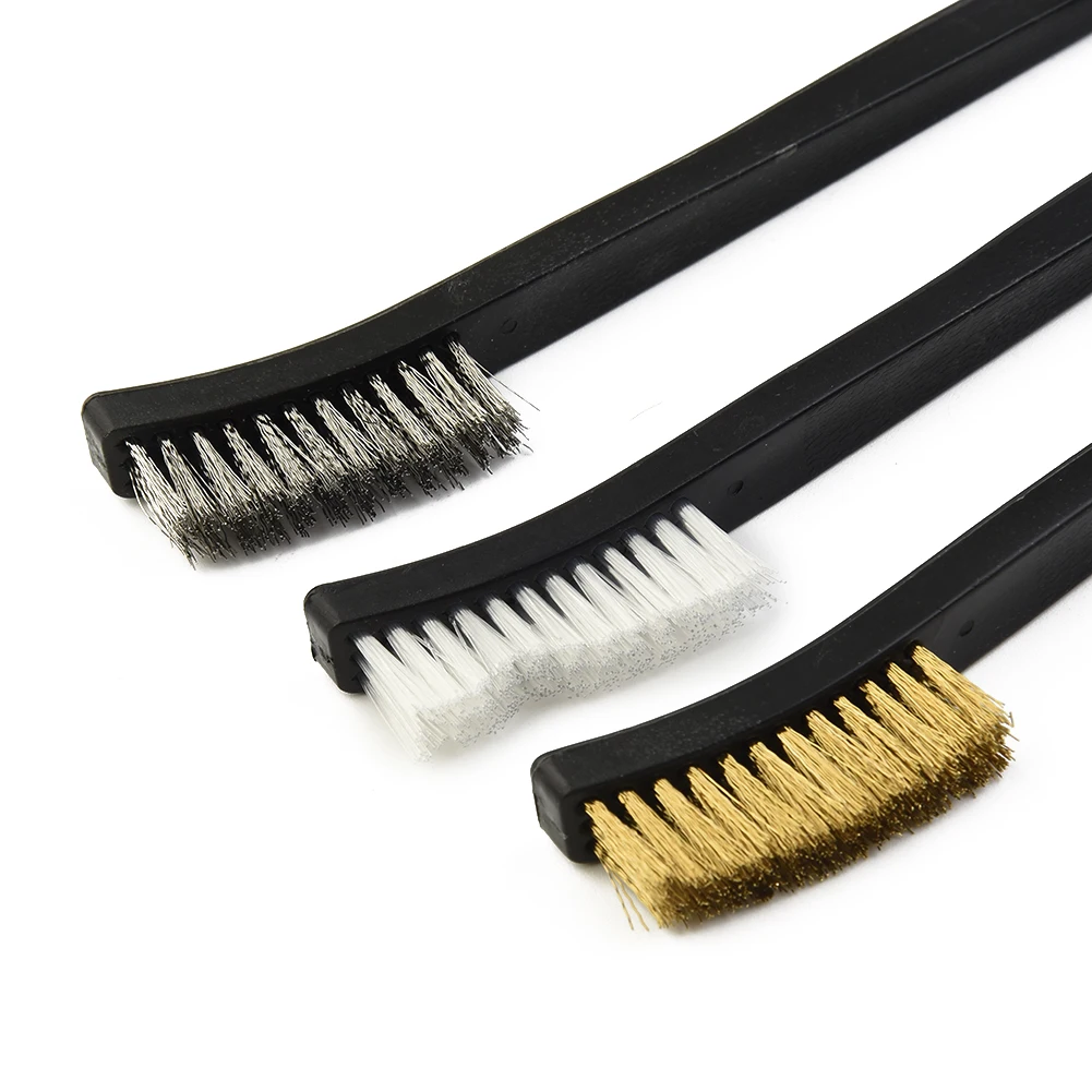 Small but Mighty Wire Brushes for Effective Cleaning and Polishing 3 Piece Set with Steel Brass and Nylon Bristles