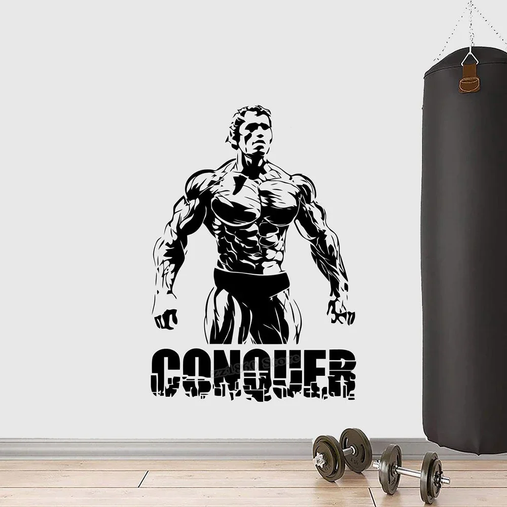 Conquer Arnold Schwarzenegger Wall Decal Vinyl Sticker Bodybuilding Gym  Gifts Fitness Wall Sticker Gym DecorWorkout Sign B647 - AliExpress, image size:1000x1000