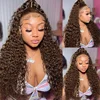 13x4 Hd Chocolate Brown Deep Wave Lace Front Wig Glueless Curly Lace Frontal Human Hair Wigs Pre Plucked Colored Wig For Women 2