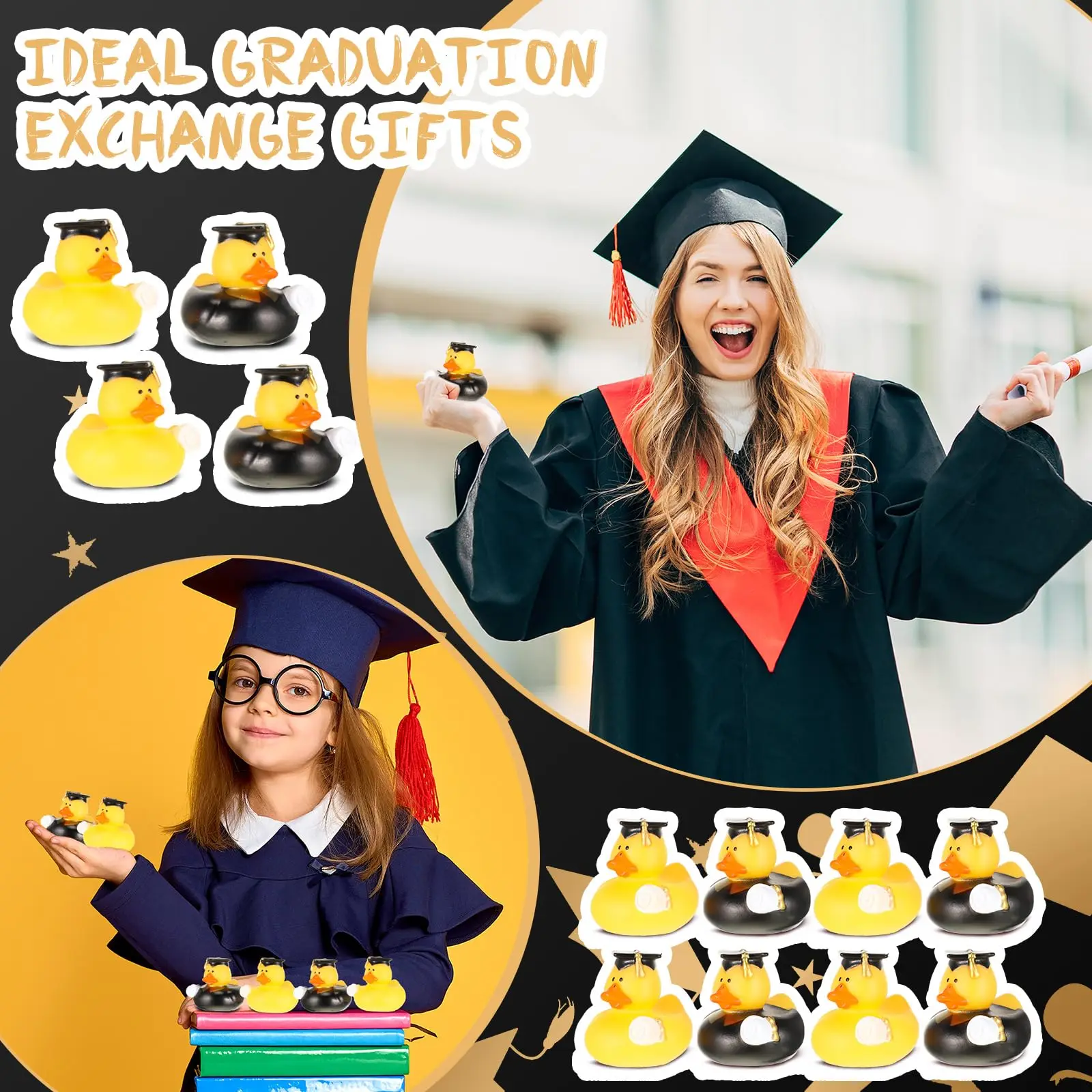 24/48Pcs Graduation Rubber Ducks Graduation Gifts Duck Bulk Graduation Party Favors Decoration Classroom Tassel Cap 5