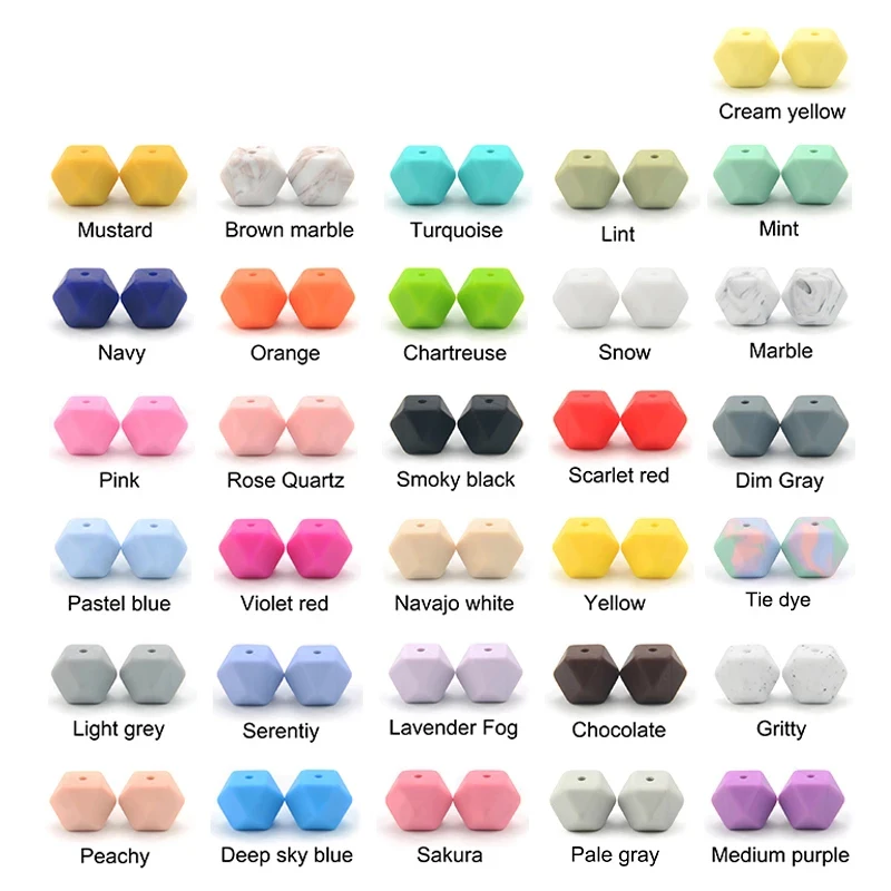 LOFCA 10pcs 14mm 미니 육각형 실리콘 구슬 식품 학년 젖니가 남 미니 육각형 BPA 무료 실리콘 Teether 장난감 젖꼭지