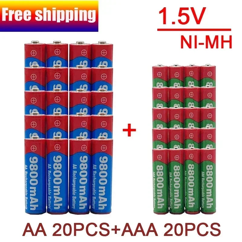 

Free Shipping New 1.5V Rechargeable Battery, AAA 8800Mah+AA 9800 Mah, Alkaline Technology, Suitable for Remote Control,shaver