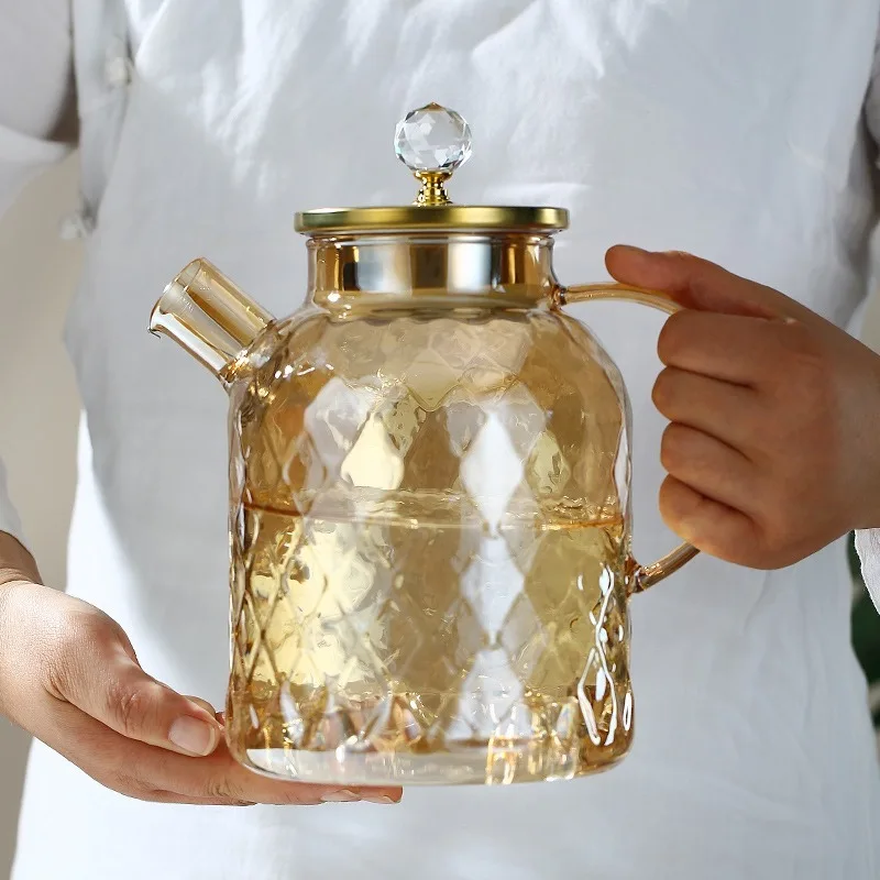 Elegant Amber High Borosilicate Glass Water Bottle and Teapot - Large Capacity