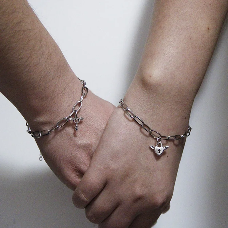 

Angel Wing Lock Bracelets Of Couples, Gift Jewelry, 2 Pieces