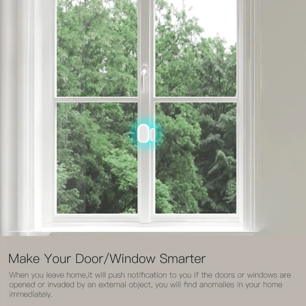 Door Window Sensor Tuya ZigBee Smart Window Door Gate Sensor Detector Smart Home Security Alarm System Life Tuya App Remote Control