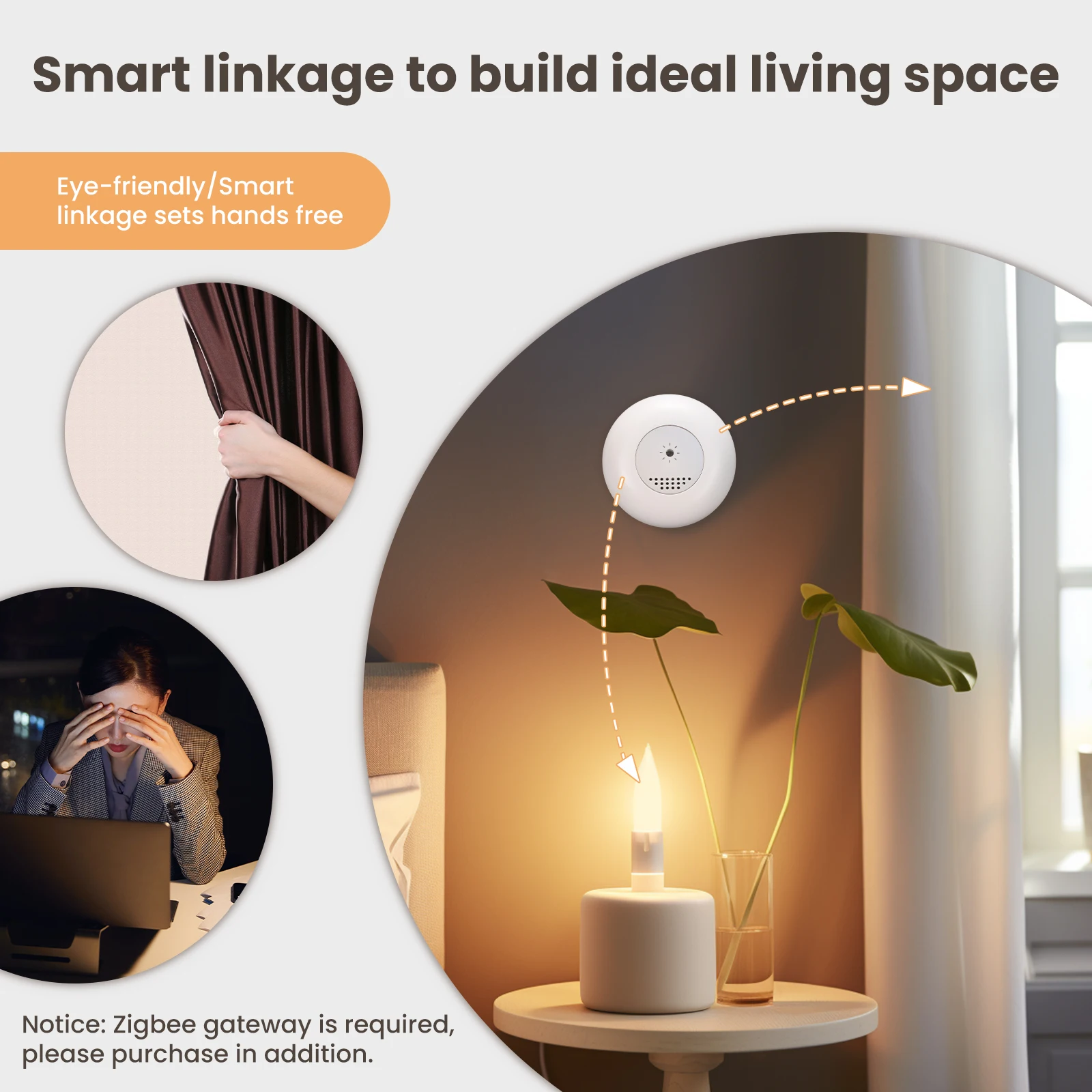 Moes Smart Zigbee Smart Home Light Automation Sensor Illuminance Brightness Detection Light Home Detector Tuya APP Control