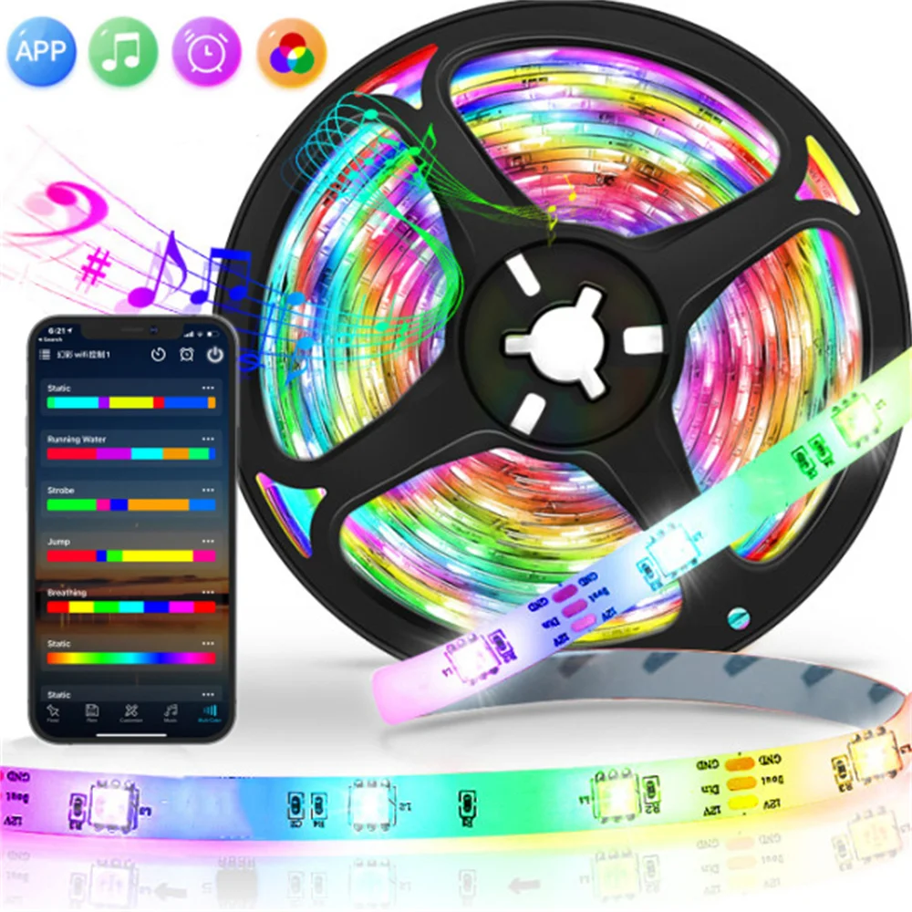 

USB LED Strip Lights WS2812B Dreamcolor Bluetooth Control Luces Flexible Lamp Diode Tape 1-20m Livingroom Home Party Decoration