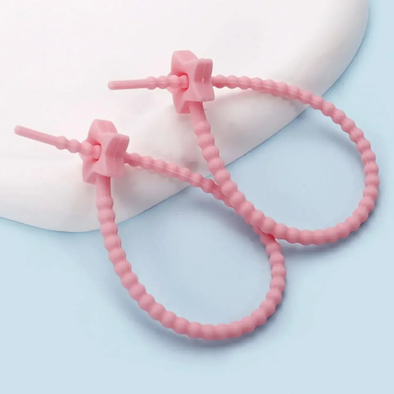 10pcs Silicone Self-Locking Wire Cable Zip Ties Multi-functional Reusable Cable Ties Organiser Fasten Cable Food Bag Bundle Tool