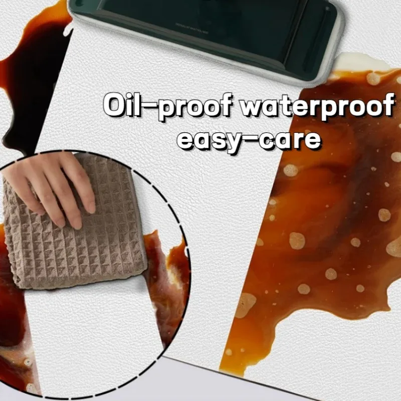 PVC Leather Kitchen Mat Modern Light Luxury Waterproof Oil-proof Anti-slip Carpets Large Area Anti-fouling Balcony Rugs Alfombra