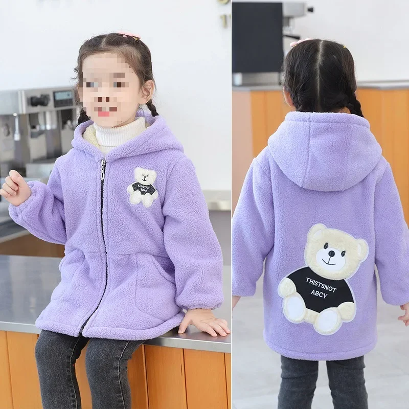 Thickened Fleece Winter down Jacket for Girls Baby Outerwear Warm Protective Covering Coat Children's Clothing Outerwear