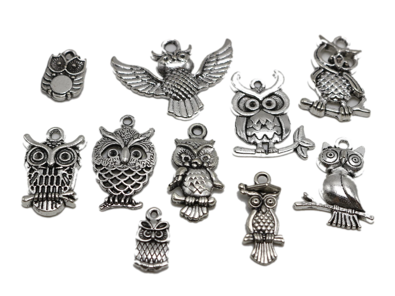 

30 Tibet Silver Assorted Owl Charm Pendants Craft Jewelry Finding DIY