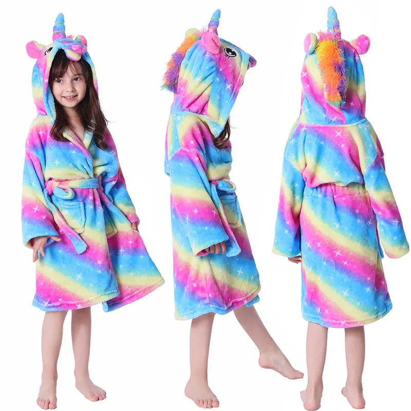 Baby Christmas Pajamas Teens Girls Warm Robes Kids Kigurumi Rabbit Home Sleepwear Animal Unicorn Winter Bathrobe Children
