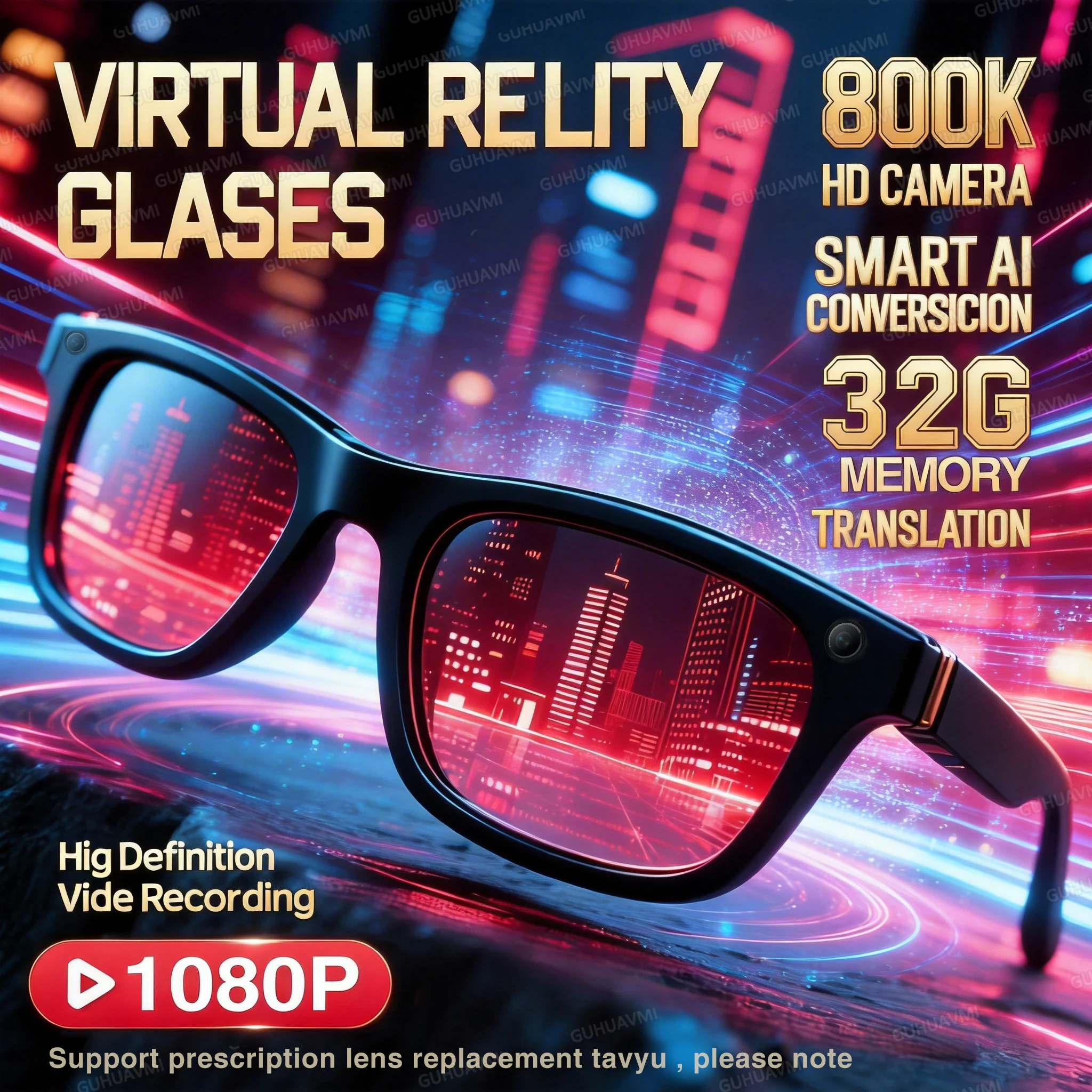 2026 New Smart AI Glasses 1080P HD Video Record Camera ChatGPT Bluetooth Call 32GB ROM Language Translation Music Sunglasses Men 1