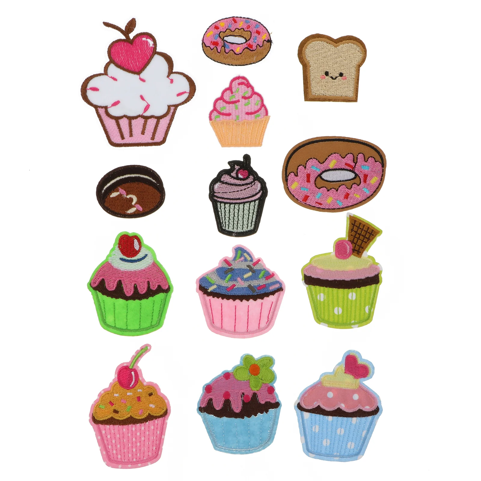 

13 Pcs Cakes Cloth Sticker Cupcake Embroidered Badges Cupcakes Embroidery Donut