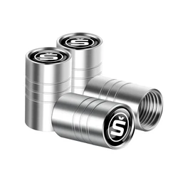 Deluxe Car Metal Wheel Tire Valve Caps Stem Covers - Set of 4 (JS Silver Skoda S)