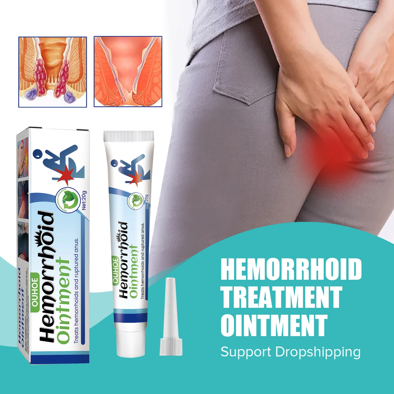 Chinese Herbal Hemorrhoids Cream Organic Anal Pain Swell Bleed