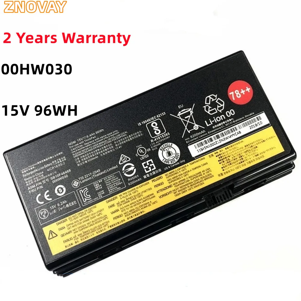 

ZNOVAY New 00HW030 01AV451 SB10F46468 15V 96Wh Battery For Lenovo ThinkPad Mobile Workstation P70 P71 20ER003QGE 20HK0003GE