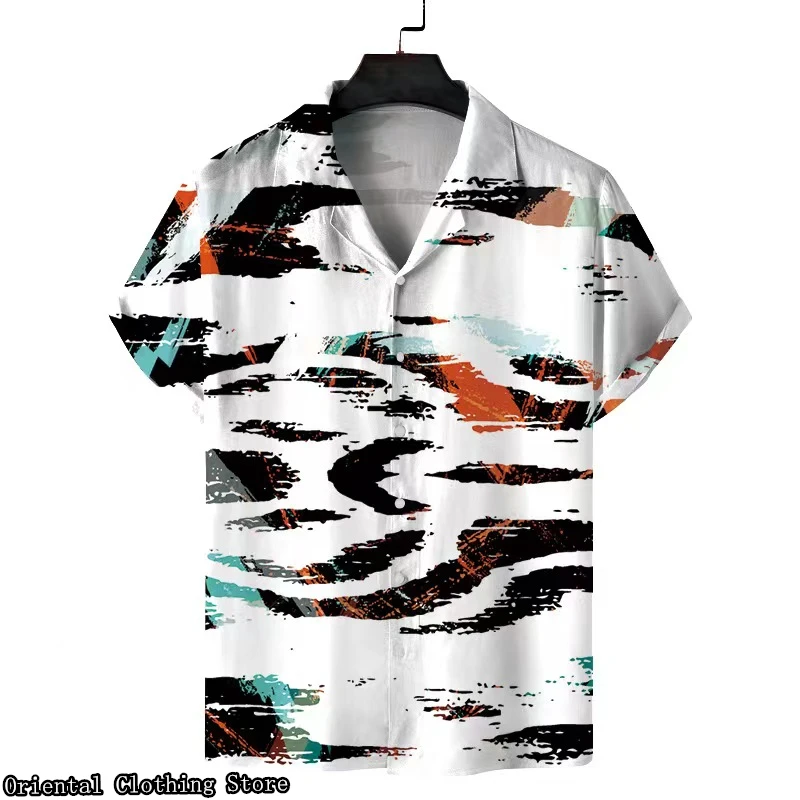 

Hawaiian short-sleeved men's summer shirt 3D printed flower shirt outdoor vacation casual clothing comfortable and breathable