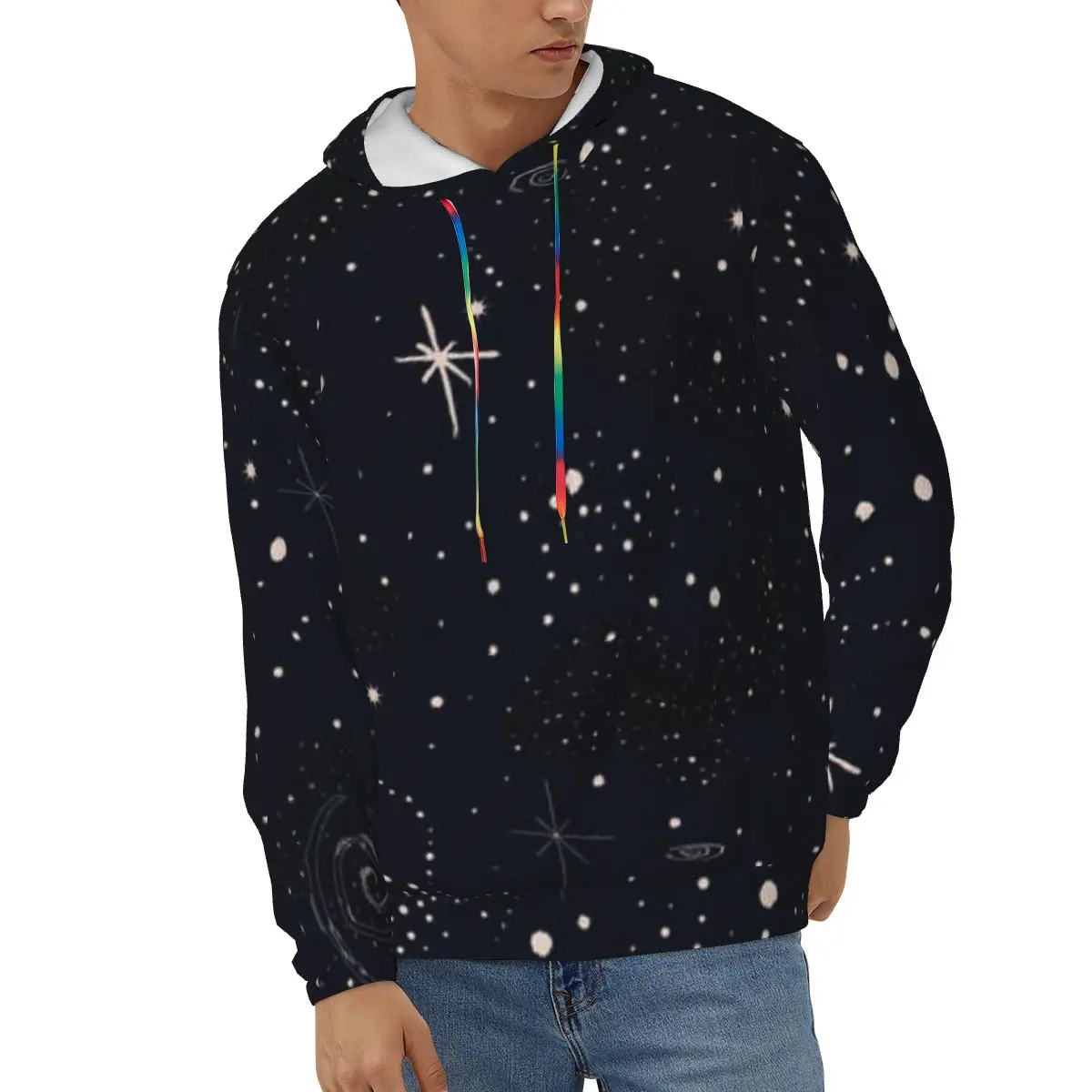 

Men Hoodies Streetwear Hoodie Cosmic Stars Planets Rocket Sweatshirt Casual Male Autumn Winter Pullover Hoody