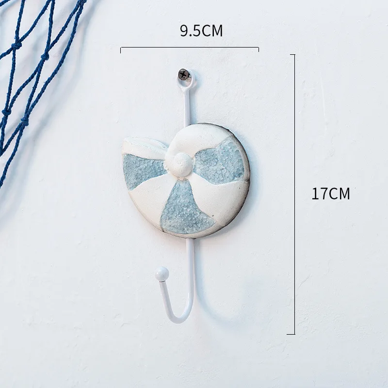 New Nautical Clothes Hats Hook Huaqi HYJ002 Mediterranean Style Coat Hook Wooden Towel Hanger for Wall Decoration 6