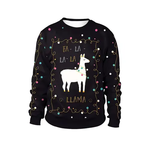 Men Women Llama Ugly Christmas Sweatshirt 3D Funny Print New Year Eve Xmas Sweater Couples Pullover Holiday Party Jumper Tops - Image 22