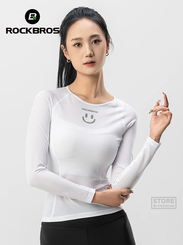 

ROCKBROS Women's Long Sleeve Shirts Summer Cycling Jersey For Fitness Gym Sports Yoga Shirts Reflective LOGO Breathable Clothes