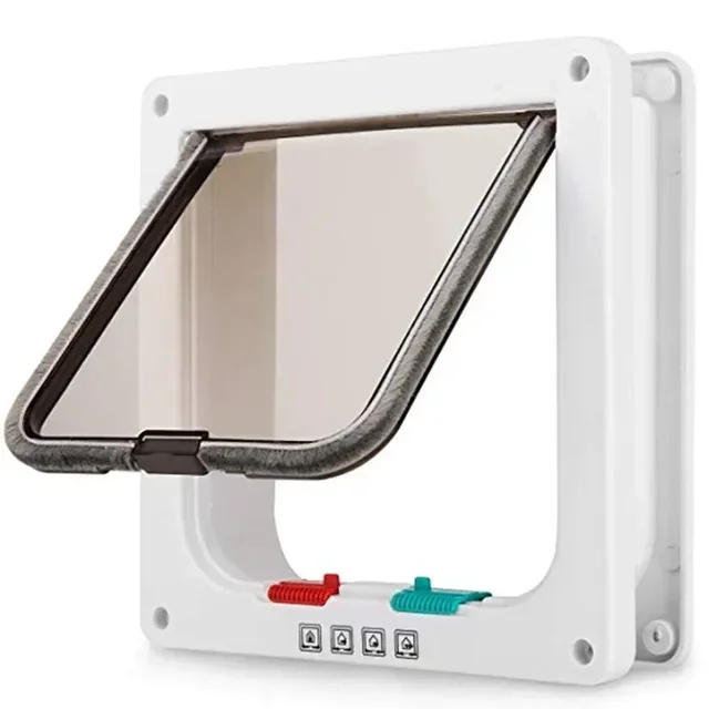 Cat Door for Windows, Pet Doors and Sliding Door, Safety Pet Door with 4 Way Lock, Weatherproof Cat Flap for Thin Door and Wall 3