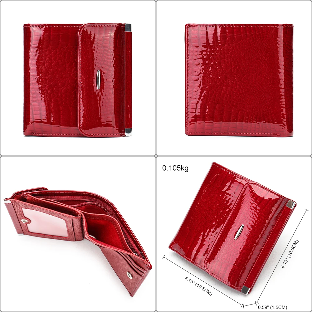 Women's Leather Wallet with Coin Pocket Red Card Holders Money Bag Coin Purse