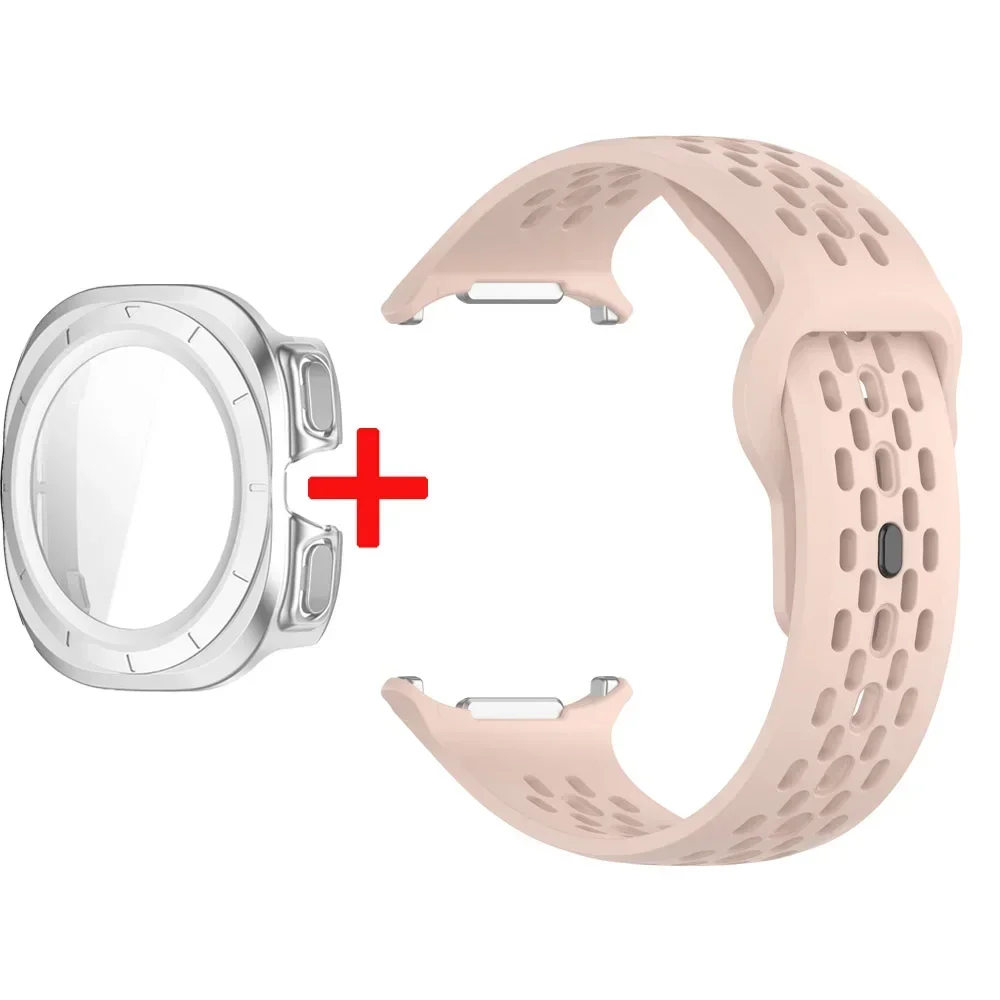 Silicone Sport Watchband with Tempered Glass Cover