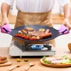 1pc BBQ grill pan Medical stone Coating Non-stick Marble Camping Round Griddle with Handle for Baking Grill BBQ 2