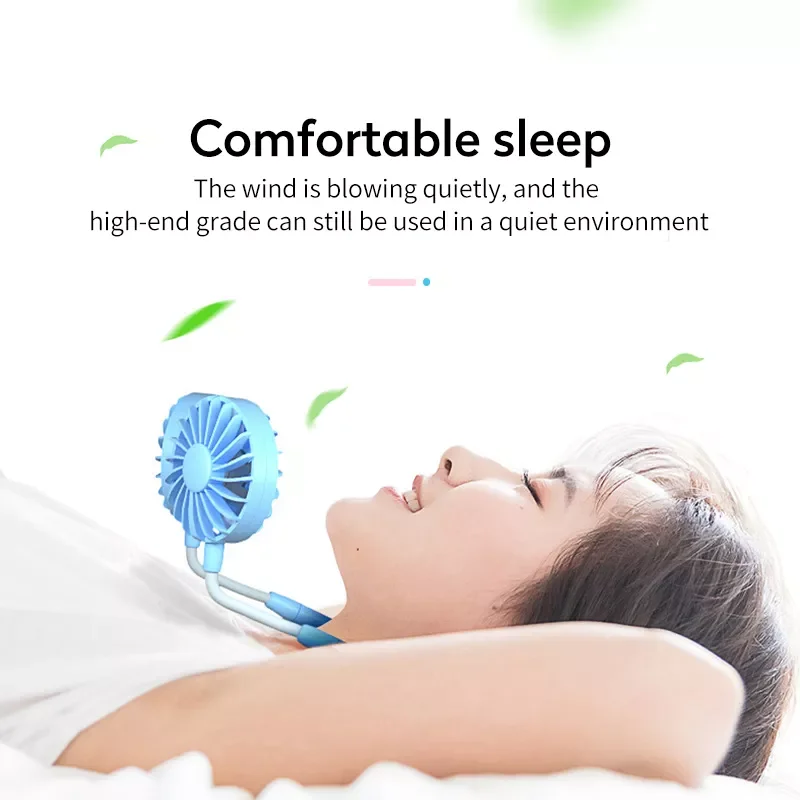 Portable Neck Hanging Fan USB Rechargeable Hands Free Cold Cooler Mini Neck Dual Heads Home Office Outdoor Sports