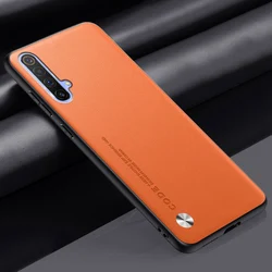 Luxury PU Leather Matte Silicone Full Protection Phone Case for Realme X50 (Orange)