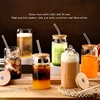 480ml Glass Cup With Lid and Straw Transparent Bubble Tea Cup Juice Glass Beer Can Milk Mocha Cups Breakfast Mug Drinkware 4