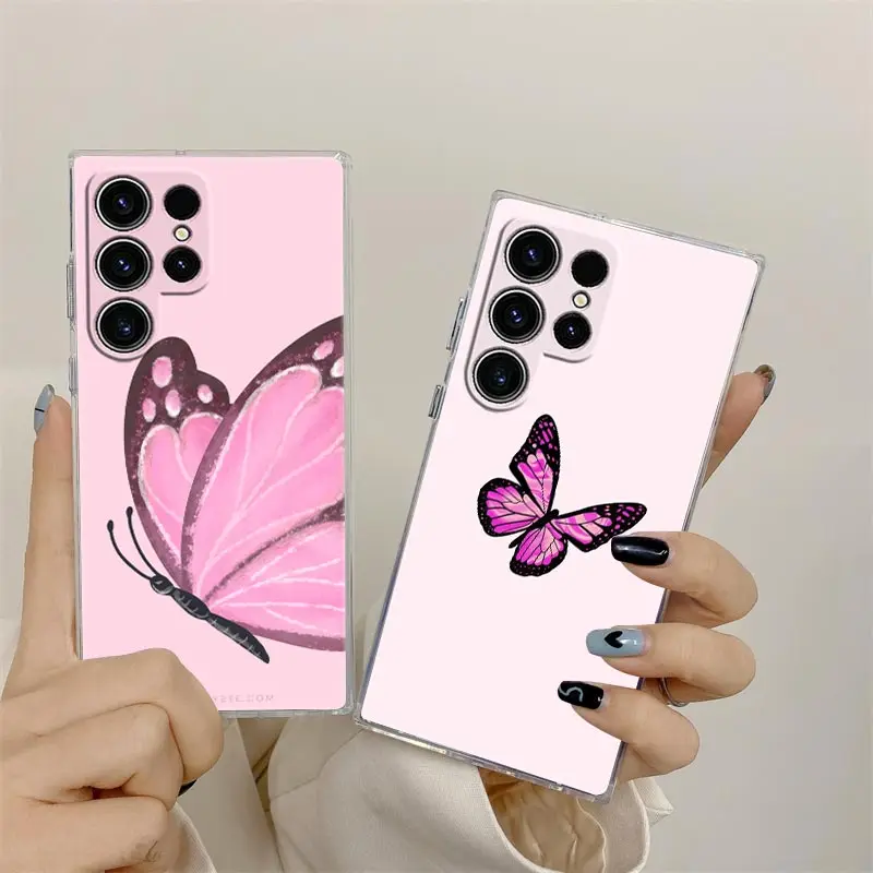 Elegant Beauty Pink Butterfly Phone Case - Clear Cover
