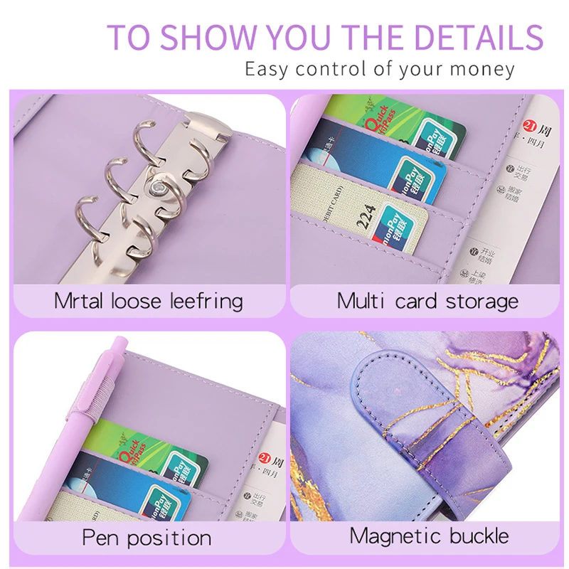 A6 Budget Binder with Cash Envelopes Expense Budget Sheet & Label Stickers Wallet Organizer System Financial for Money Saving Budget Binder Notebook Savings Binder Budget Binder Cash Envelopes