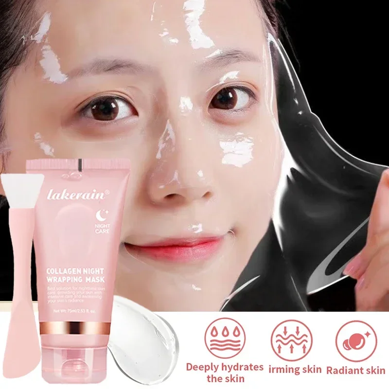 Description Picture 3 of itemNight Collagen Wrapping Peel Off Mask with Brush Moisturizing Rejuvenation Brightening Firming Facial Mask Gel Repair Cream 75ml