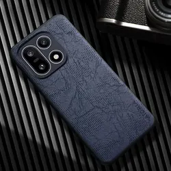 Luxurious Cracked Faux Leather Phone Cover for OnePlus 15R (Dark Blue)