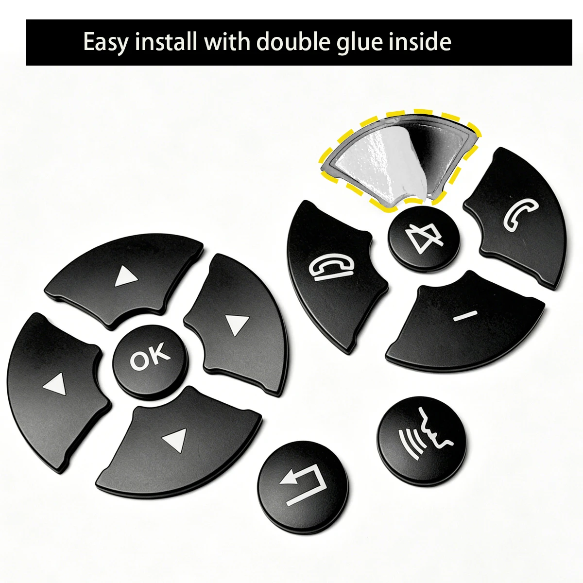 Elegant Black Steering Wheel Button Switch Trim Cover Sticker