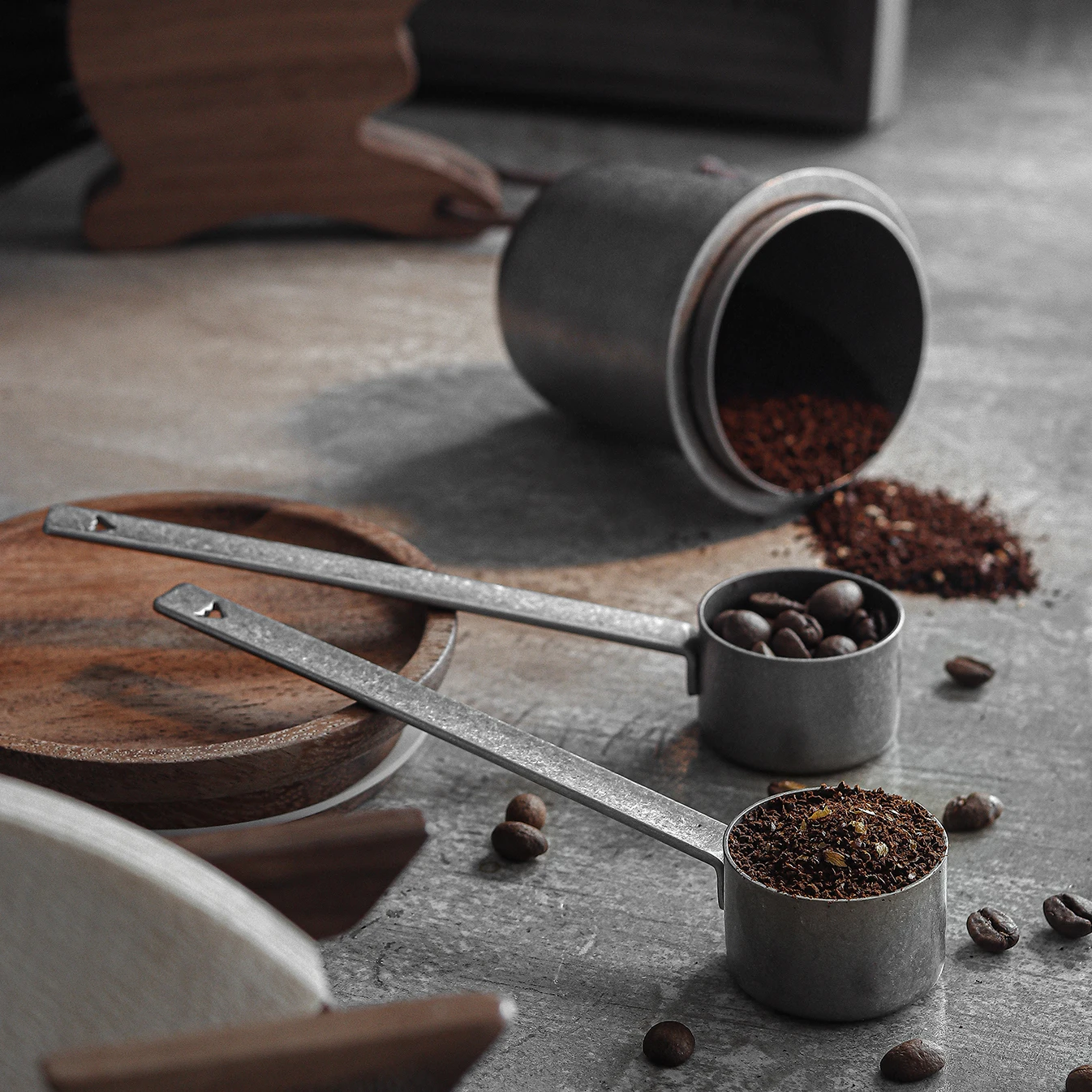 MHW-3BOMBER Vintage Coffee Bean Spoon Stainless Steel Espresso Dosing Spoon Exquisite Coffee Scoop Cafe Bar Kitchen Accessories
