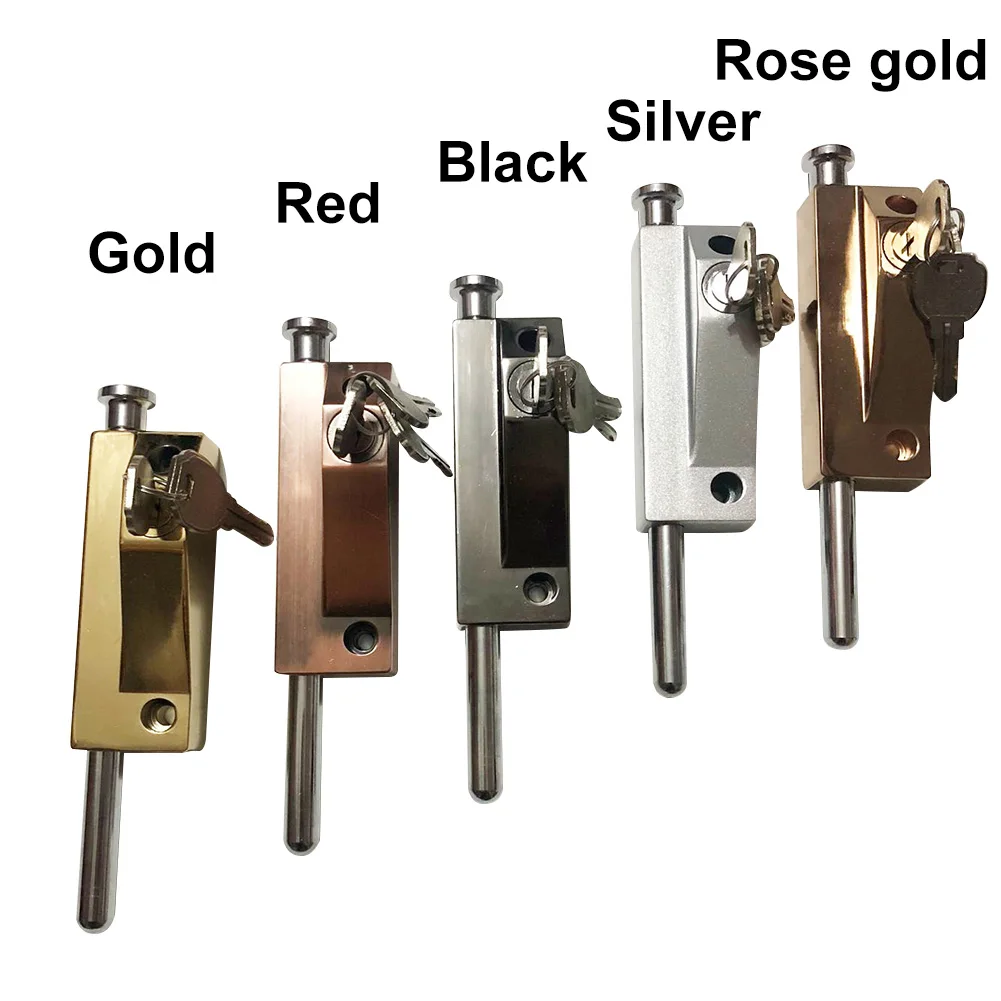 1set Door Bolts Stainless Steel Revolving Glass Door Spring Security Latch with Lock Keys Hotel Office Furniture Hardware LI