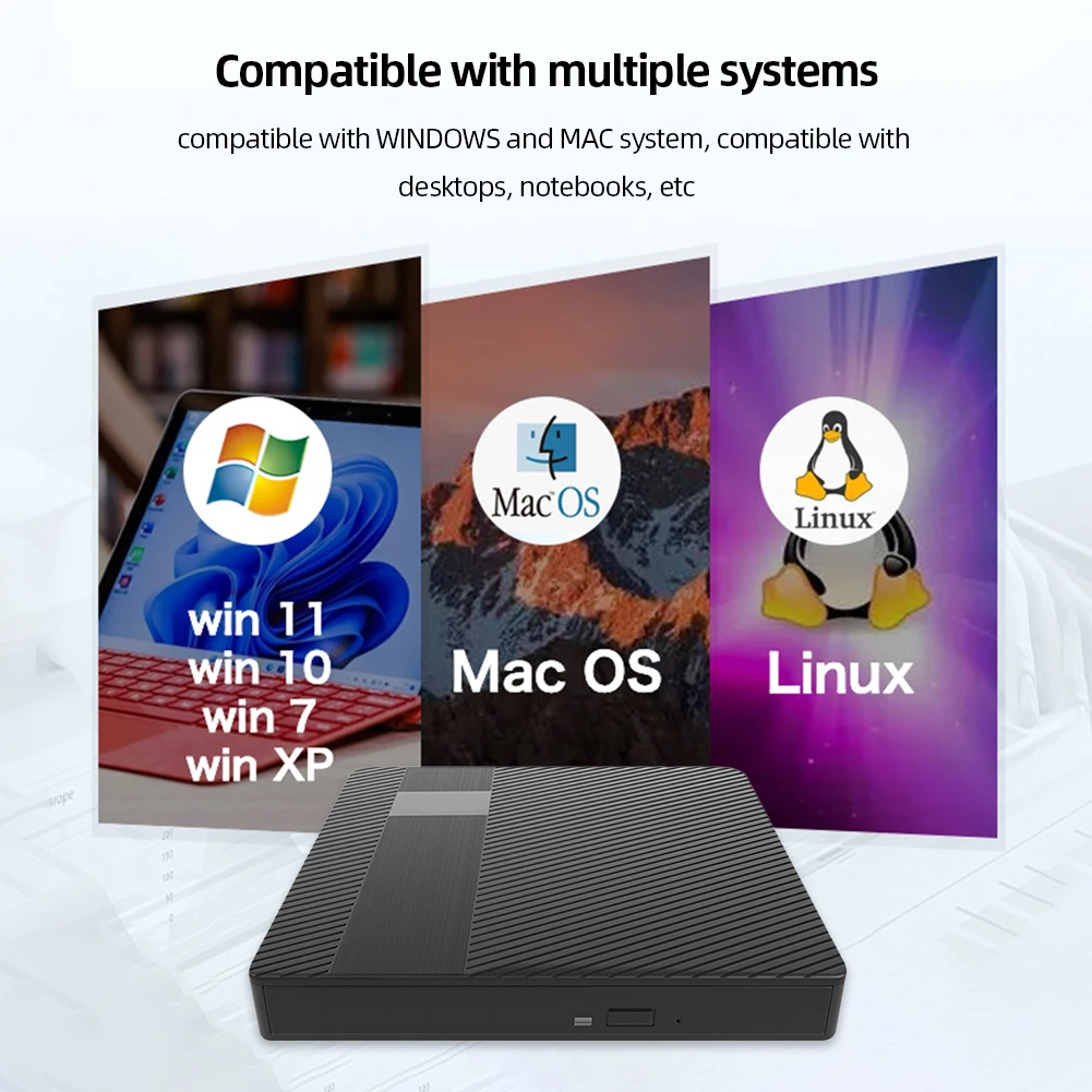 광학 드라이브 USB 3.0 및 C타입 DVD RW CD 라이터 드라이브, 맥, 리눅스, 윈도우 7, 8, 10/11 노트북 PC용