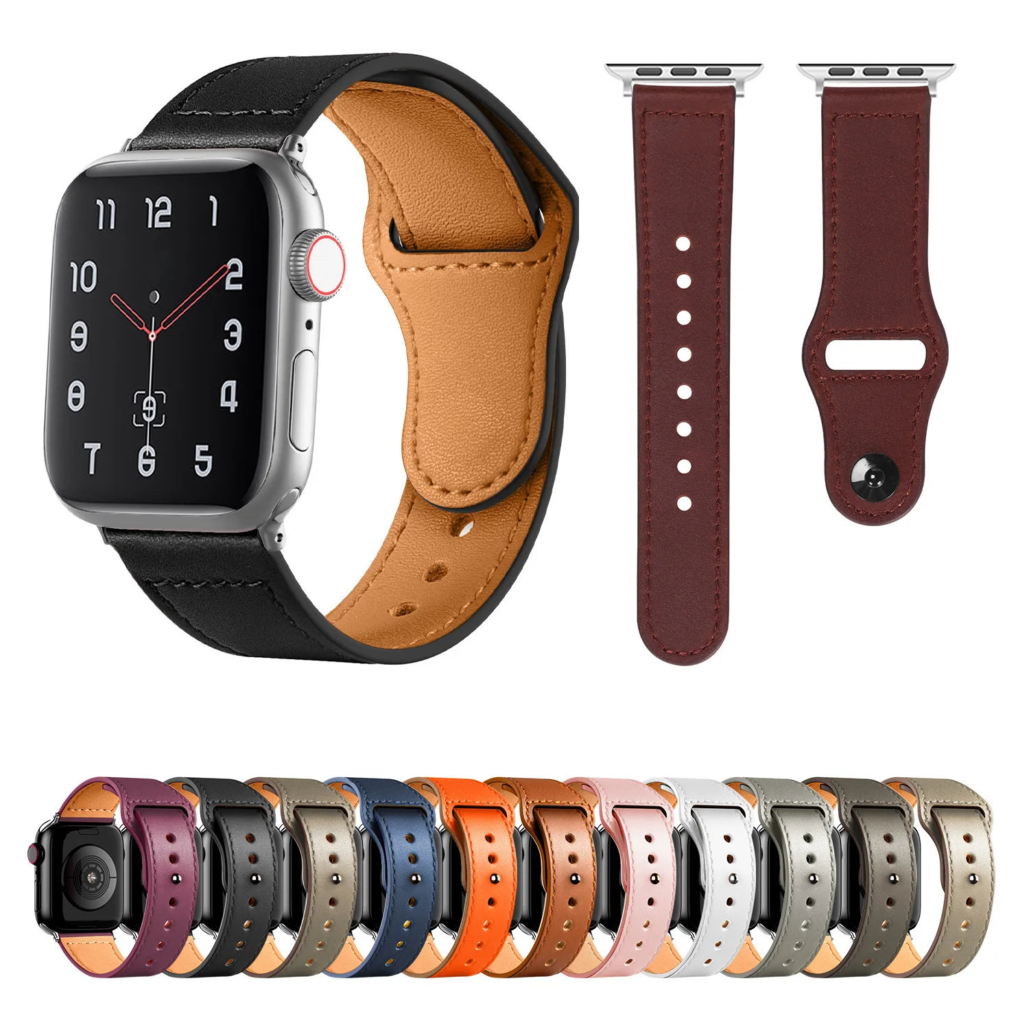 Кожаный ремешок для Apple watch band 44 мм 40 42 38 45 41 аксессуары смарт-часов браслет iWatch 3 4 5