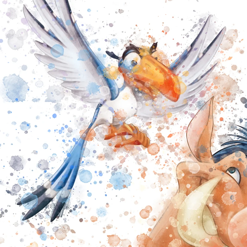 Watercolor Lion King Canvas Art - Cartoon Print